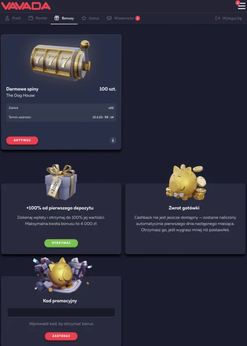 Cashback Vavada Casino<